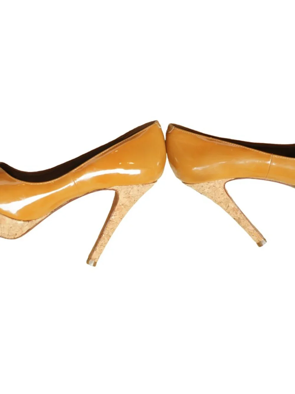 Cole Haan Mariela Nike Air Patent Leather Cork Peep Toe Heels 6.5B